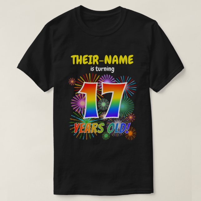Camiseta Fuegos artificiales divertidos, lucimiento arcoiri (Diseño del anverso)