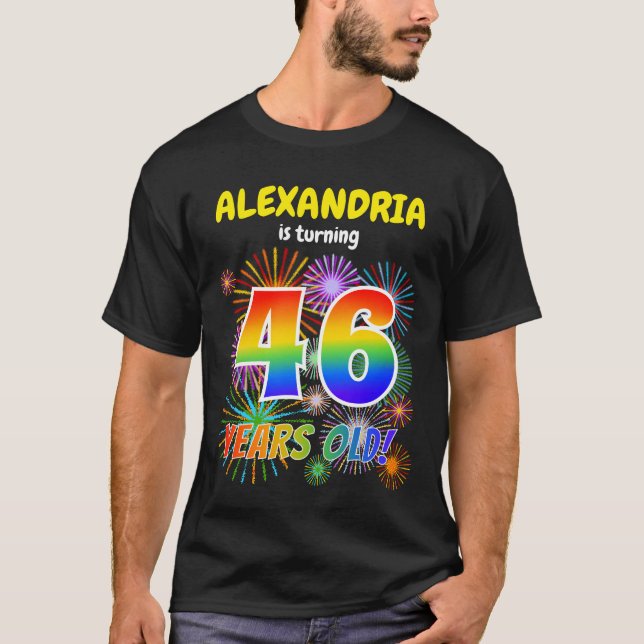 Camiseta Fuegos artificiales divertidos, lucimiento arcoiri (Anverso)