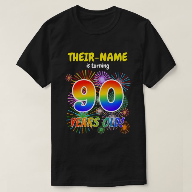 Camiseta Fuegos artificiales divertidos, lucimiento arcoiri (Diseño del anverso)