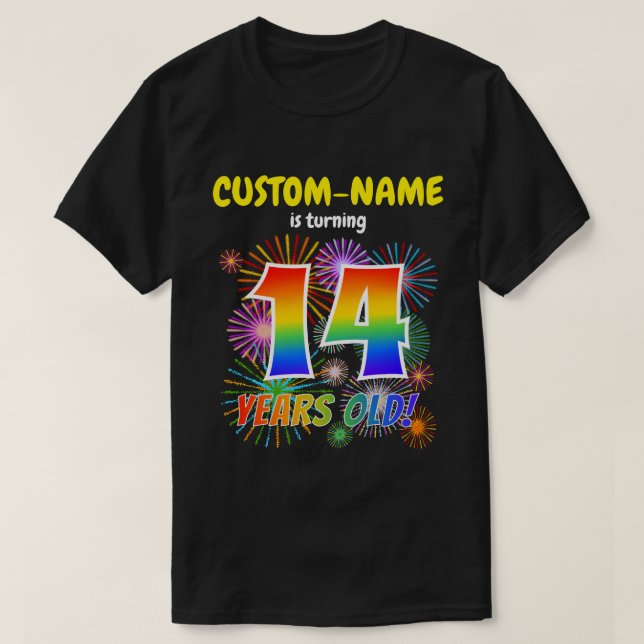 Camiseta Fuegos artificiales divertidos, lucir arcoiris "14 (Diseño del anverso)