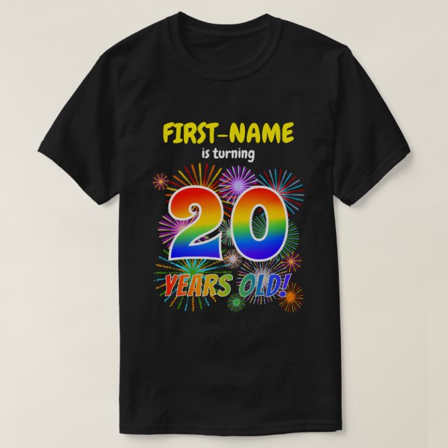 Camiseta Fuegos artificiales divertidos, lucir arcoiris "20 (Diseño del anverso)
