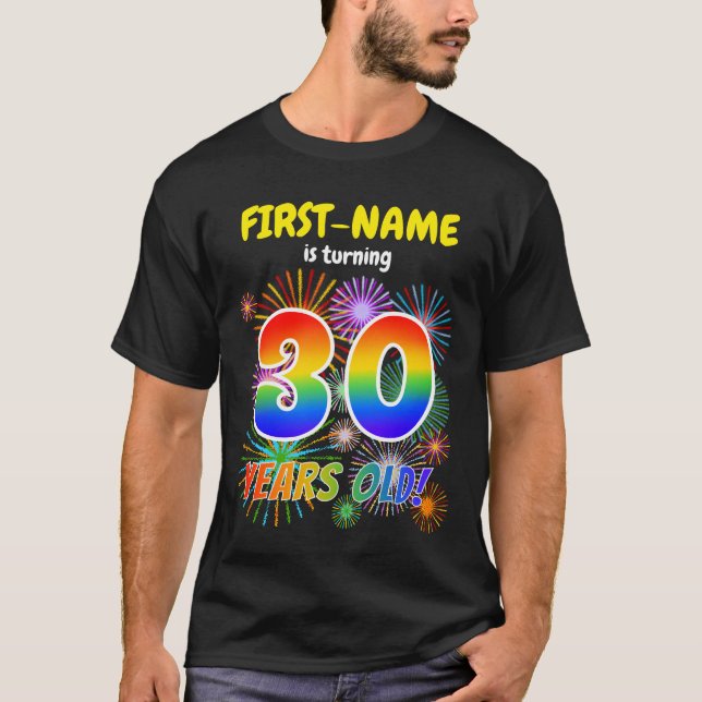 Camiseta Fuegos artificiales divertidos, lucir arcoiris "30 (Anverso)