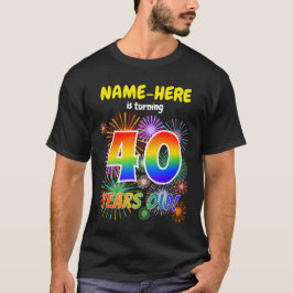 Camiseta Fuegos artificiales divertidos, lucir arcoiris "40