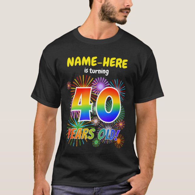 Camiseta Fuegos artificiales divertidos, lucir arcoiris "40 (Anverso)