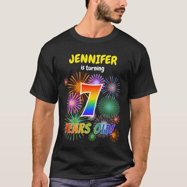 Camiseta Fuegos artificiales divertidos, luto arcoiris "7", (Anverso)