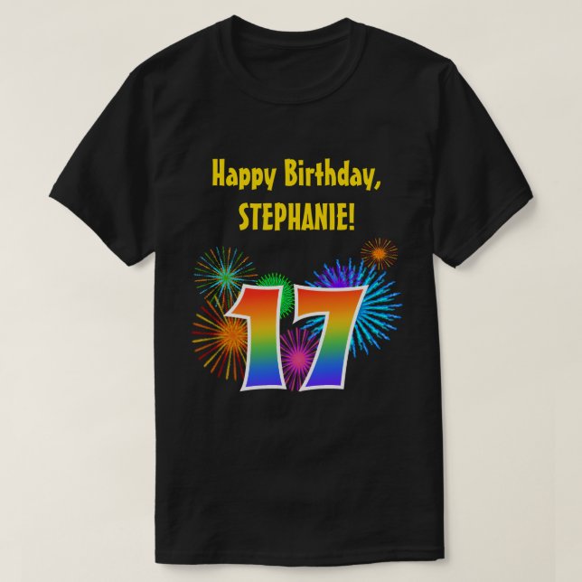 Camiseta Fuegos artificiales divertidos + Patrón Arcoiris " (Diseño del anverso)