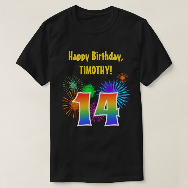 Camiseta Fuegos artificiales divertidos + Patrón Arcoiris " (Diseño del anverso)