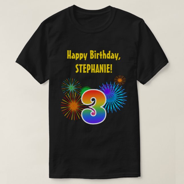 Camiseta Fuegos artificiales divertidos + Patrón Arcoiris " (Diseño del anverso)
