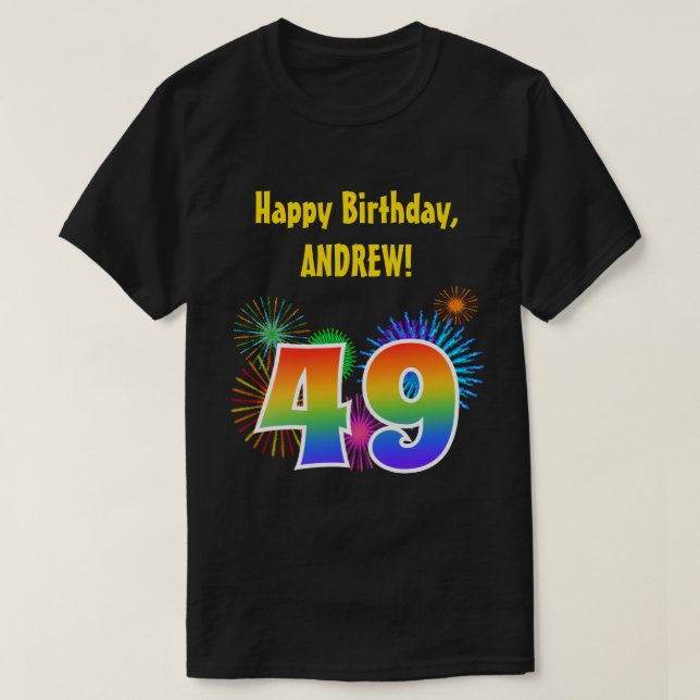 Camiseta Fuegos artificiales divertidos + Patrón Arcoiris " (Diseño del anverso)