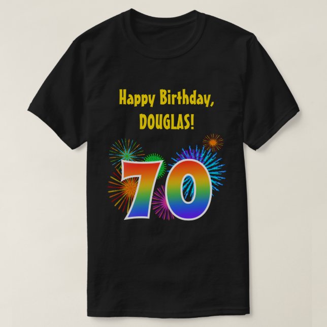 Camiseta Fuegos artificiales divertidos + Patrón Arcoiris " (Diseño del anverso)