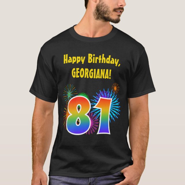 Camiseta Fuegos artificiales divertidos + Patrón Arcoiris " (Anverso)