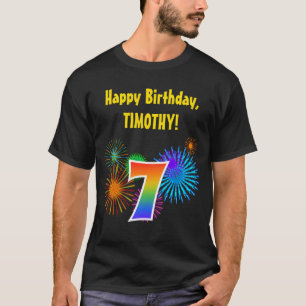 Camiseta Fuegos artificiales divertidos + Patrón Arcoiris "