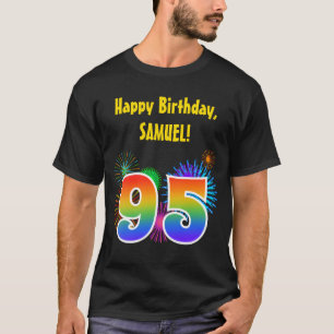 Camiseta Fuegos artificiales divertidos + Patrón Arcoiris "