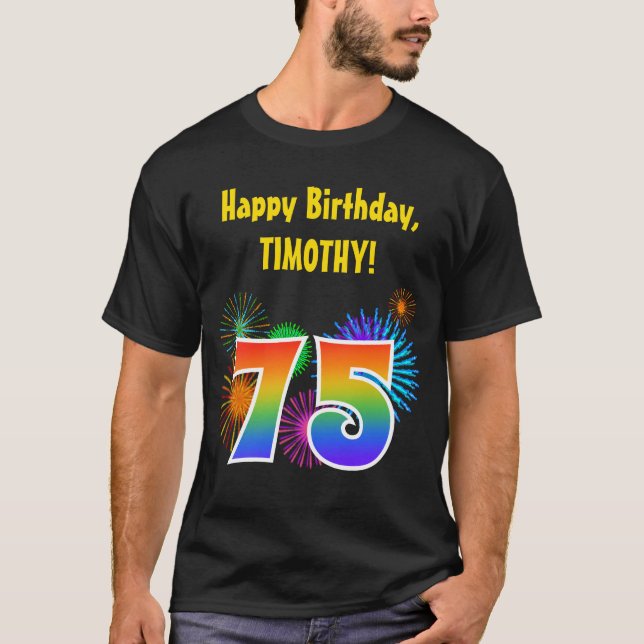 Camiseta Fuegos artificiales divertidos + Patrón Arcoiris " (Anverso)