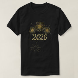 Camiseta Fuegos Artificiales Dorados Diseño Año Nuevo 2026