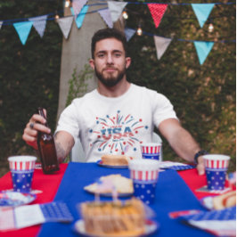 Camiseta Fuegos artificiales Estados Unidos Patriótico Rojo