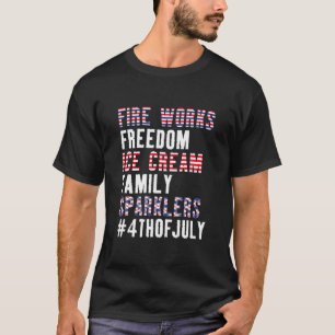 Camiseta Fuegos artificiales Libertad Helado Crema Familia