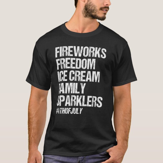 Camiseta Fuegos artificiales Libertad Helado Crema Familia  (Anverso)