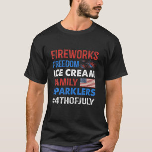 Camiseta Fuegos artificiales Libertad Helado Crema Familia 
