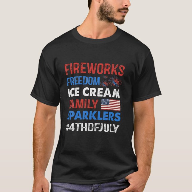 Camiseta Fuegos artificiales Libertad Helado Crema Familia  (Anverso)
