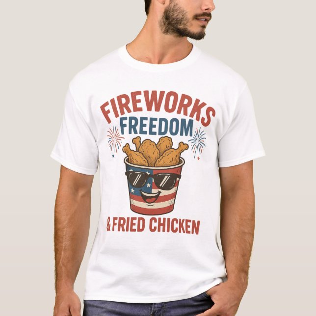 Camiseta Fuegos artificiales Libertad y pollo frito, Fundid (Anverso)