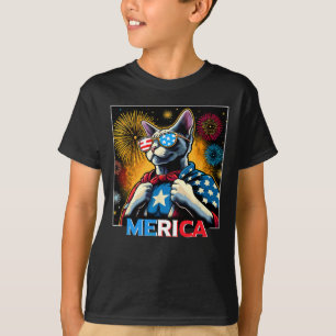 Camiseta Fuegos artificiales Patriótico Devon Rex Cat Meric