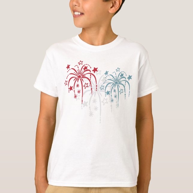 Camiseta Fuegos artificiales Patrióticos 4 de julio Camiset (Anverso)