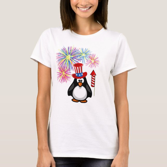 Camiseta Fuegos artificiales patrióticos lindos del (Anverso)