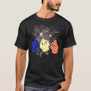 Camiseta Fuegos Artificiales Rojo Blanco Azul Pollo Fuegos