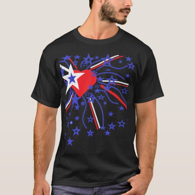 Camiseta Fuegos artificiales rojo blanco y azul (Anverso)