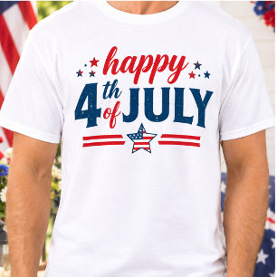 Camiseta Fuegos artificiales USA 4 de julio Patriótico Rojo