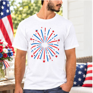 Camiseta Fuegos artificiales USA 4 de julio Patriótico Rojo