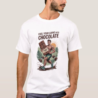 Camiseta Fuel Your Gains with Chocolate T-Shirt Funny Vegan