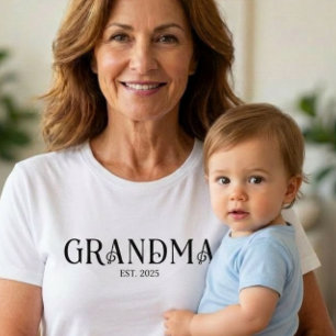 Camiseta Fuente Moderna Negrita Establecida Abuela