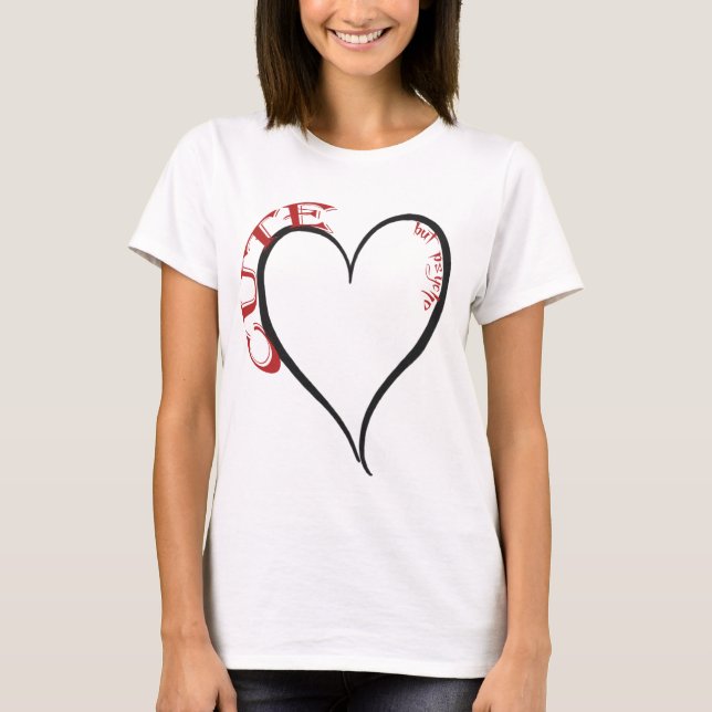 Camiseta Fuente roja de corazón negro curo pero psicópata (Anverso)