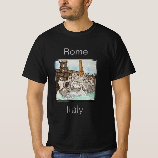 Camiseta Fuente romana de cuatro ríos en Piazza Navona (Anverso)