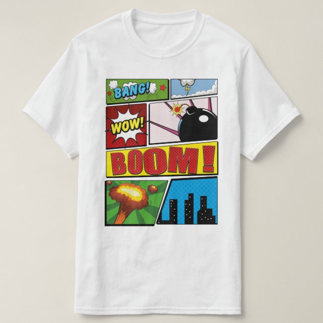 Camiseta ¡Fuentes de dibujos animados de cómics! (Diseño del anverso)