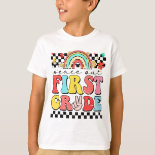Camiseta Fuera 1º Grado Retro Groovy Feliz Último Día De Co