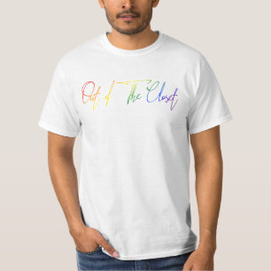 Camiseta Fuera de la escritura de la bandera del arco iris
