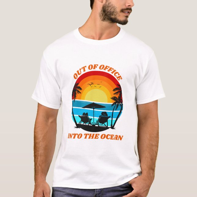 Camiseta Fuera De La Oficina En El Océano Tropical (Anverso)