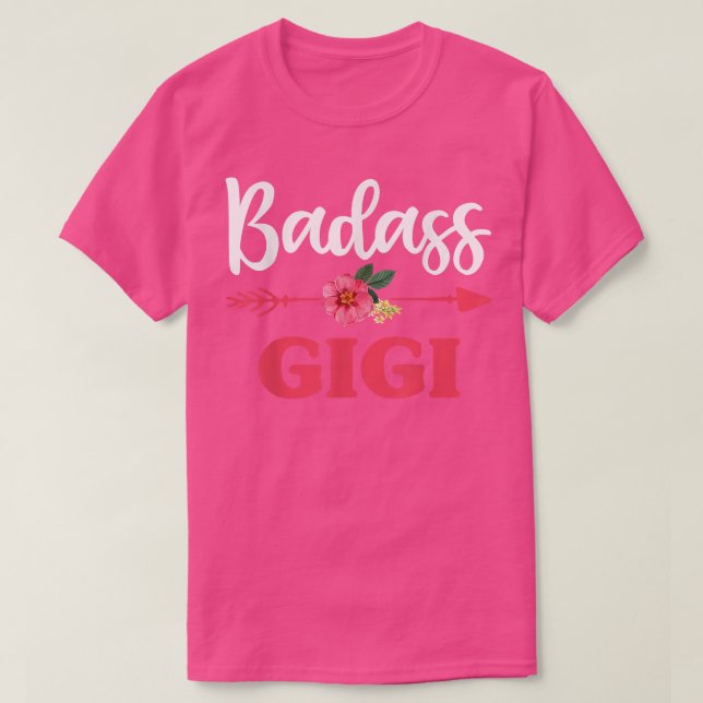 Camiseta Fuerte Badass Gigi Abuela Floral , Día de la Madre (Diseño del anverso)