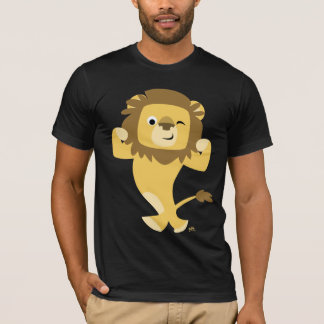 Camiseta fuerte del león del dibujo animado