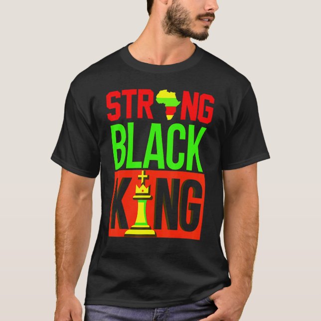 Camiseta Fuerte Melanin Negro Rey Ajedrez Padre Chico Rey A (Anverso)
