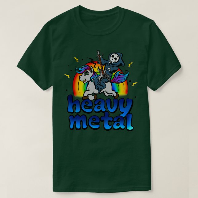 Camiseta Fuerte música Metalizado Unicornio Pony Pony Rainb (Diseño del anverso)