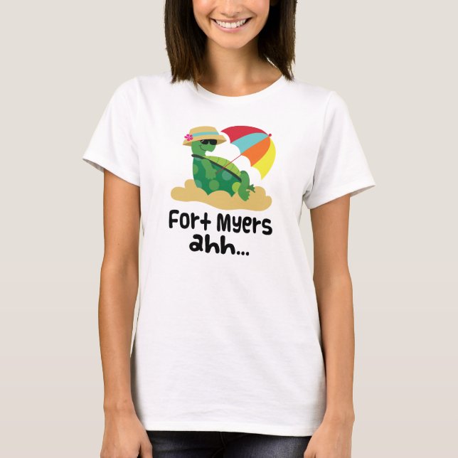 Camiseta Fuerte Myers (tortuga en la playa) (Anverso)