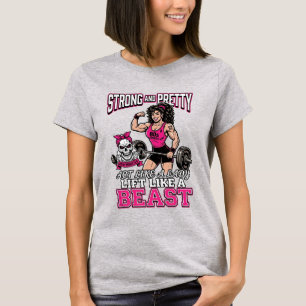 Camiseta Fuerte y Bonita Motivación de Fitness para Mujeres