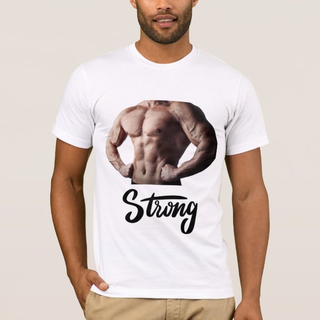Camiseta Fuerte y poderoso - Diseño muscular de la aptitud  (Anverso)