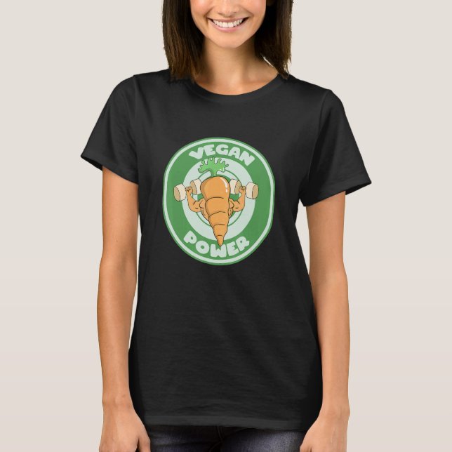Camiseta Fuerte Zanahoria Vegana Poder Gimnasio de Levantam (Anverso)
