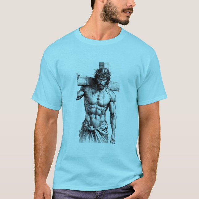 Camiseta Fuerza de Crucifixión - Jesús llevando la cruz (Anverso)