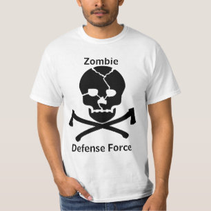 Camiseta Fuerza de defensa del zombi: Cráneos y hachas